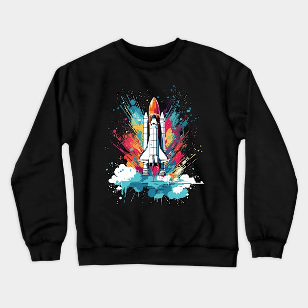 Pop Art Rocket Launch Space Gifts Science Gifts Space Crewneck Sweatshirt by KsuAnn